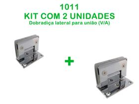 1011- Dobradiça lateral para união de vidro alvenária - 2 unidades