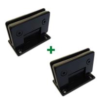 1012 - 2 Dobradiças central para união vidro alvenaria para porta blindex - Preto