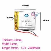 103450 3,7v 2000 Mah 10mm X 34mm X 50mm 2 Fios bateria