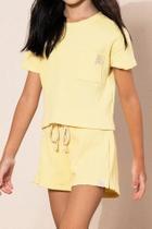 10424cj conjunto infantil menina malha canelada amarelo tam 10