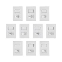 10Conj Montado 1 Interruptor Simples 1 Tomada Liz Tramontina