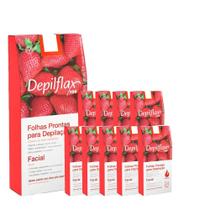 10cx Folhas Prontas Depilação Facial Depilflax Morango 24un 10cx Folhas Prontas Depilação Facial Depilflax Morango 24un