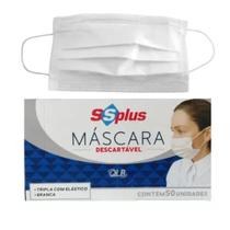 10cxs máscaras tripla proteção elástico ssplus branca 50un 10cxs máscaras tripla proteção elástico ssplus branca 50un