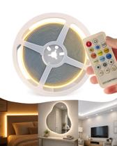 10m Fita Led Cob 24v 480led Branco Quente Amarelo 3000k Controle Fonte