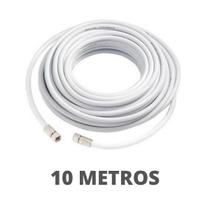 10Mt Cabo Coaxial Branco P/ Antena Tv Pronto Com Conectores