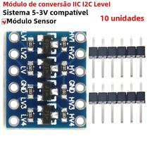 10pcs 4 canais IIC I2C Conversor de nível lógico Módulo bidirecional 5V a 3.3V