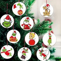 10Pcs Árvore de Natal Ornamentos Conjuntos - 2022 Decorações de Natal Madeira engraçada Enfeites de Árvore Suspensa para Decorações de Natal Árvore de Natal Home