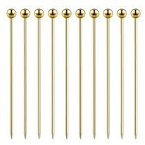 10PCS Cocktail Picks, 304 Escolhas de Martini de Aço Inoxidável, Espetos de Coquetel de Metal Reutilizável, Palitos de Dente de Coquetel de 4,3 Polegadas para Martinis Olives Aperitivos Sanduíche - Ouro