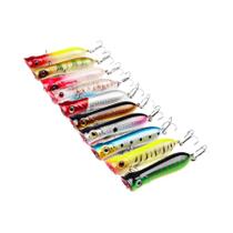 10PCS Isca Flutuante Popper Crankbait Wobbler Com Olhos 3D Isca Artificial Dura Para Carpa Swimbait