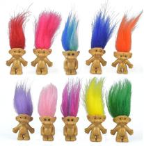 10PCS Mini Troll Dolls, PVC Vintage Trolls Lucky Doll Mini Action Figures 1.2" Cake Toppers Chromatic Lovely Little Guys Collection, Projeto Escolar, Artesanato, Festas Favores