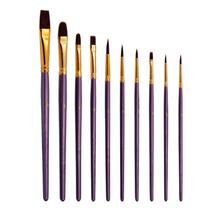 10Pcs Nylon Paint Brushes Set for Drawing Painting Acrilic Watercolor Professional Art Supplies, for Kids and Adults - Purple