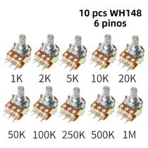 10PCS Potenciômetro Linear De 15mm Com Eixo De 6 Pinos 1K 2K 5K 10K 20K 50K 100K 500K 1M Com Porcas