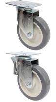(10pçs) Rodizio Girat. Placa 5pol. Pvc (2 C/ Freio + 8 Sem)