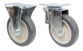 (10pçs) Rodizio Placa 5pol. Pvc (5 Girat. C/ Freio + 5 Fixo)