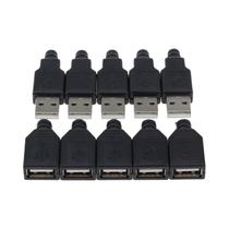 10pcs tipo A macho USB conector de tomada de 4 pinos com tampa de plástico preta