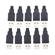 10pcs tipo A macho USB conector de tomada de 4 pinos com tampa de plástico preta 10pcs tipo A macho USB conector de tomada de 4 pinos com tampa de plástico preta