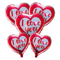 10Un Balão I Love You Coração Metalizado Vermelho E Branco