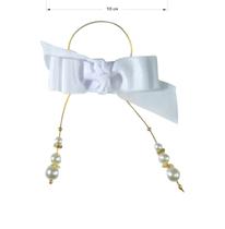 10un Enfeite Laço Charme Branco Detalhe Ouro 10un Enfeite Laço Charme Branco Detalhe Ouro