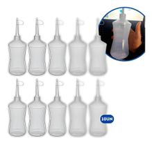 10Un Frasco 500Ml Almotolia Transparente Bico Reto Bisnaga F