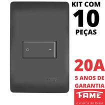 10un Interruptor Bipolar Simples 20A Com Placa Habitat Black FAME