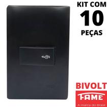 10un Interruptor Pulsador Campainha 16A Com Placa Habitat Black FAME