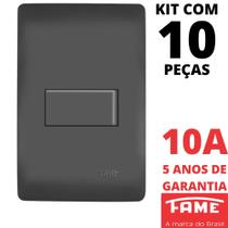 10un Interruptor Simples 10A Com Placa Habitat Black FAME