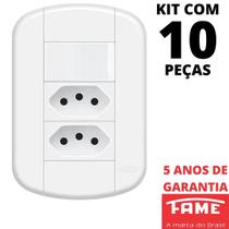 10un Interruptor Simples 16A e Tomada Dupla Padrão 2P+T 20A Com Placa Blanc Mais FAME