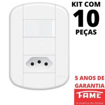 10un Interruptor Simples 16A e Tomada Padrão 2P+T 10A Com Placa Blanc Mais FAME