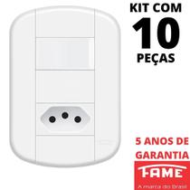 10un Interruptor Simples 16A e Tomada Padrão 2P+T 20A Com Placa Blanc Mais FAME