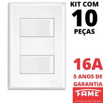 10un Interruptor Simples 2 Teclas 16A Com Placa 4x2 Evidence FAME