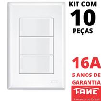 10un Interruptor Simples 3 Teclas 16A Com Placa 4x2 Evidence FAME