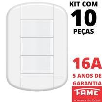10un Interruptor Simples 3 Teclas 16A Com Placa Blanc Mais FAME
