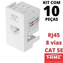 10un Módulo Tomada Rede RJ45 5E 8V Modulare Evidence Blanc Mais FAME