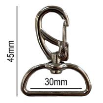 10un Mosquetão 30mm Niquelado Prata Fecho Gancho Bolsas Mochila Alça