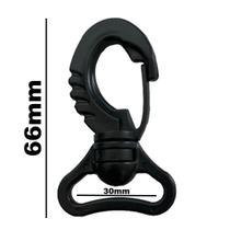 10un Mosquetão 30mm Preto Plástico Fecho Presilha Mochilas