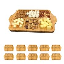 10un Petisqueira tábua retangular bambu 27x17cm 4 divisões