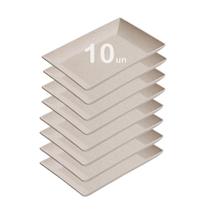 10Un Petisqueira Travessa Retangular 28Cm Bege