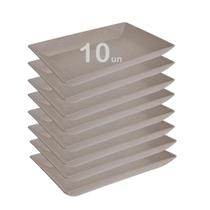 10Un Petisqueira Travessa Retangular 28Cm Cinza Petra