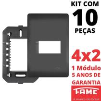 10un Placa 4X2 01 Módulo Com Suporte Habitat Black FAME