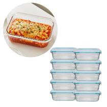 10Un Pote Canelado Hermético 640ML Vidro Trasparente/Resistente