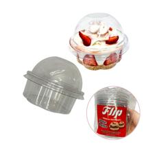 10un Pote Copo com Tampa Bolha Transparente 240ml Flip 10un Pote Copo com Tampa Bolha Transparente 240ml Flip