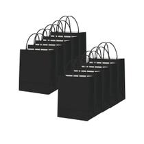 10Un Sacola de Papel Preto com alça Tamanho Medio 26 x 19,5 cm Dobravel 10Un Sacola de Papel Preto com alça Tamanho Medio 26 x 19,5 cm Dobravel