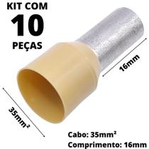 10un Terminal Tubular Ilhós Pré-isolado Simples Para Cabo de 35mm² Metal 16mm Bege E35-16
