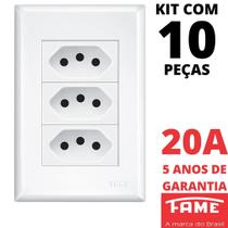 10un Tomada Padrão Tripla 2P+T 20A Com Placa Evidence FAME