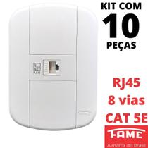 10un Tomada Rede RJ45 CAT 5E 8V Com Placa Blanc Mais FAME