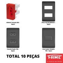 10un Tomadas Interruptores Com Placa 4x2 Habitat Black FAME