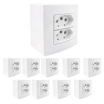10Und Caixa De Sobrepor 10A/250V 75mm 2 Tomadas 2P+T Branco 10Und Caixa De Sobrepor 10A/250V 75mm 2 Tomadas 2P+T Branco