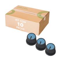 10x Botão Knob Redondo Estriado Com Parafuso Ad209 - Azul