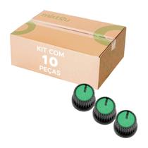 10x Botão Knob Redondo Estriado Sem Parafuso Ad209 - Verde