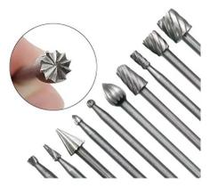 10x Brocas Tungstênio Escultura Madeira Alumínio Gravura 3*6